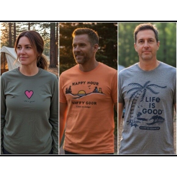 Lot of 4 LIFE iS GOOD TShirts M’s XXL Happy Hour Keep It Simple, W’s XXL & Pouch - Picture 2 of 13